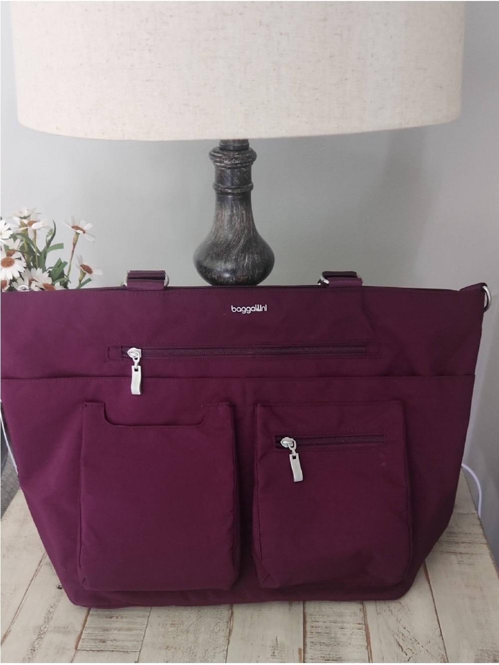 Baggallini Plum Zippered Organizer Tote
